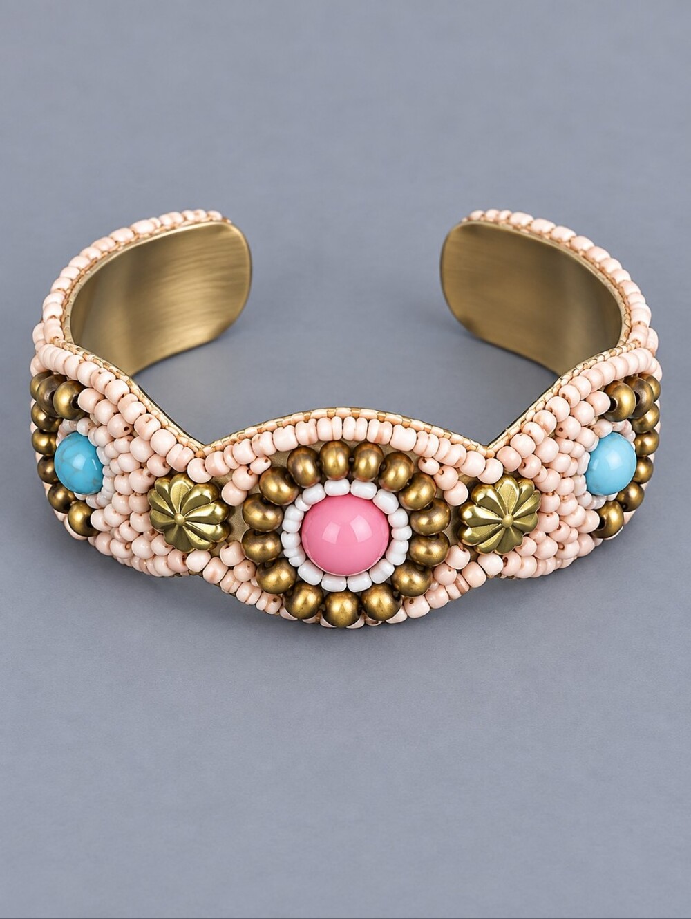 3/$30 VTG NOI Pink Beaded Boho Cuff Bracelet